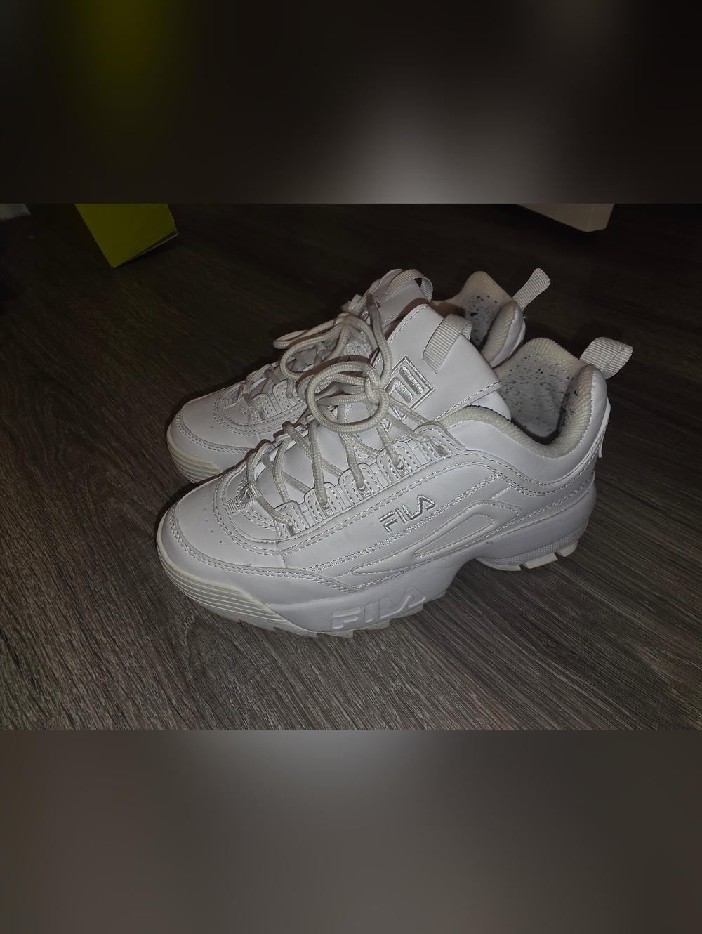 Fila White Platform Lace-Up Sneakers 5.5 Youth or 7 Womens